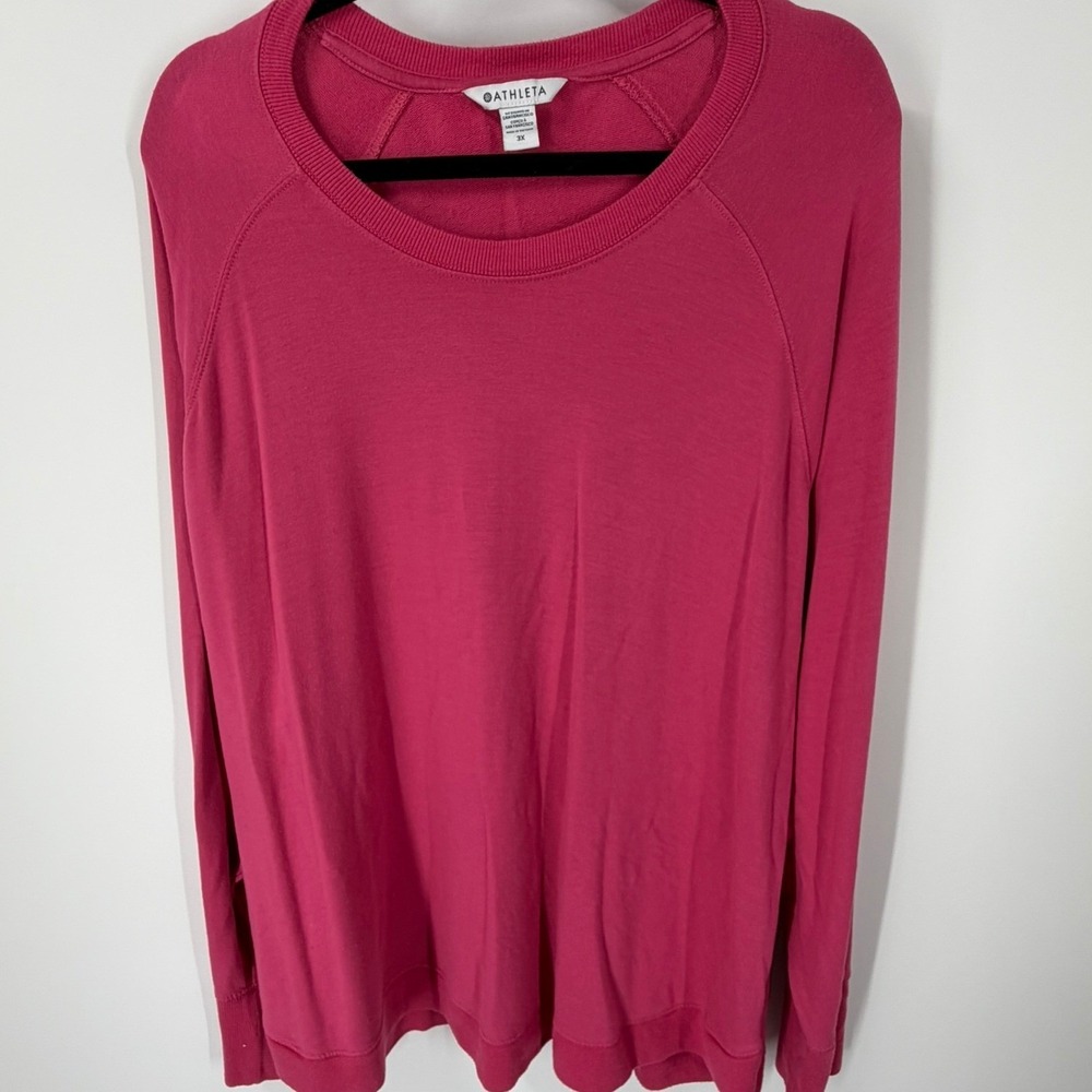 Athleta Mindset Sweatshirt Womens 3X Fuchsia Pink Pullover Crew Neck Long Sleeve